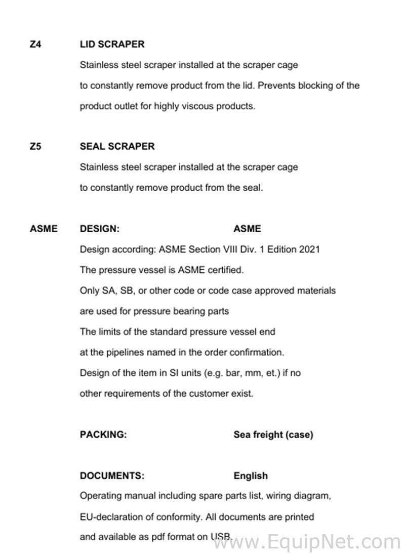 Unused Terlet Stephan ProXES TD 450 Vertical Scraped Surface Heat Exchanger