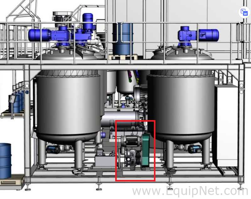 NETZSCH Industrial Premix Extension Skid 1-2 - Two 4,000 L Agitator Tanks, Maxshear Mixer and Pump