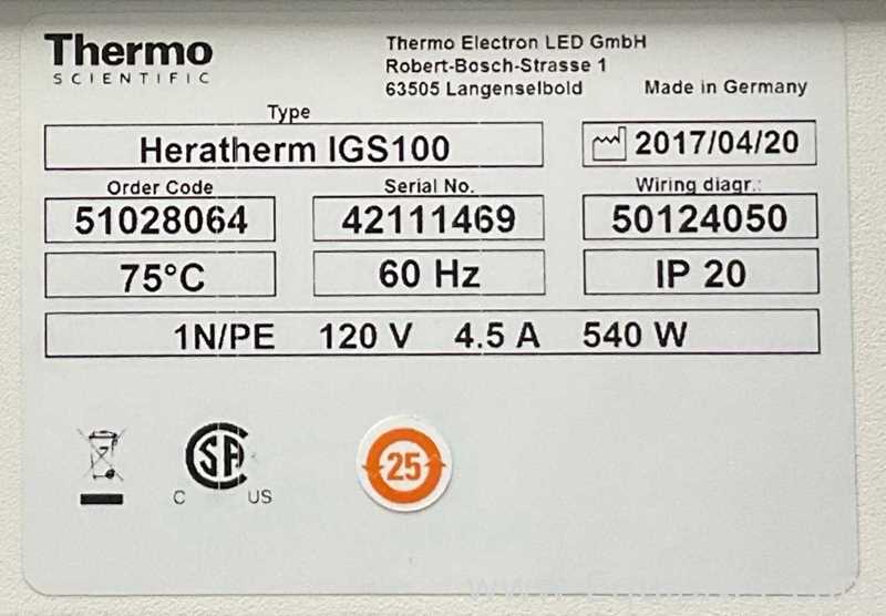 Thermo Fisher Heratherm IGS100 Lab Oven
