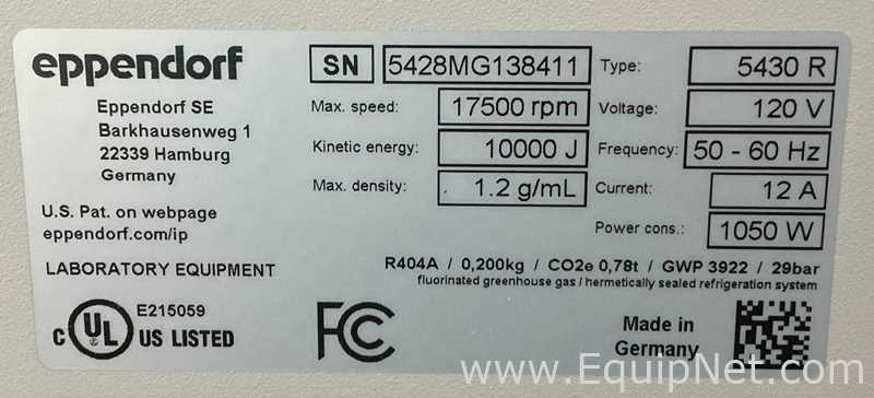 Eppendorf 5430 R Refrigerated Centrifuge