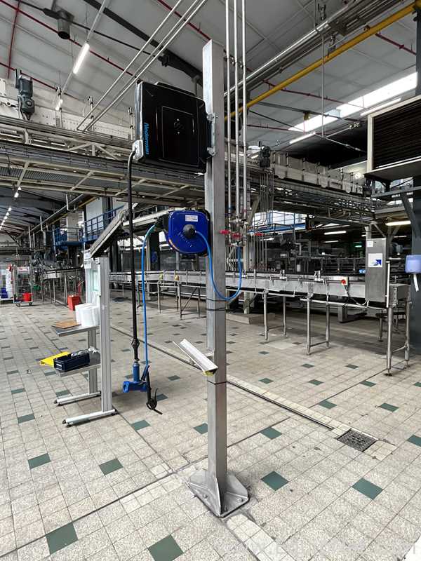 Nederman Hose Reel and Prevost Air Line Reel on Stand