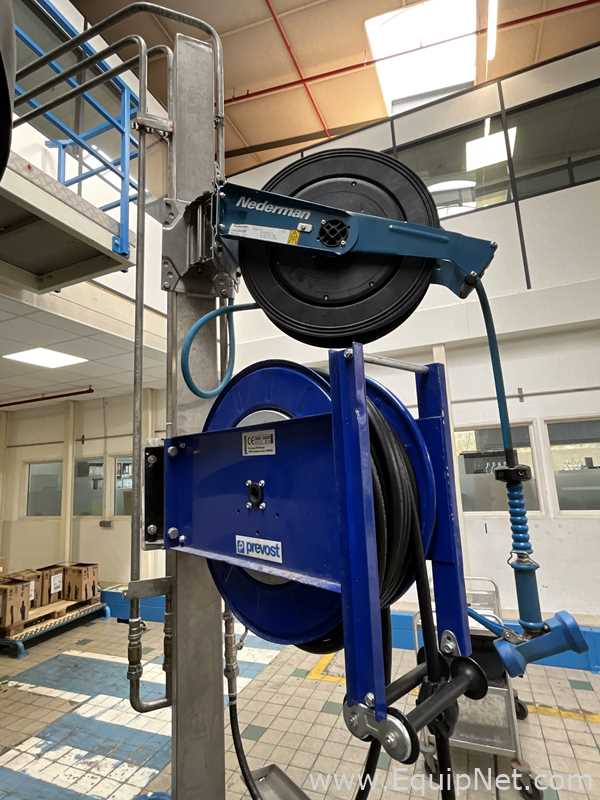 Nederman Hose Reel and Prevost Air Line Reel on Stand
