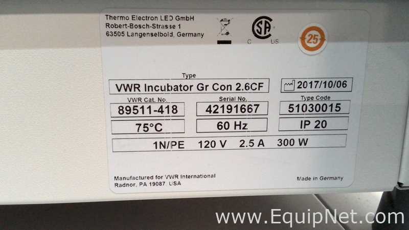 VWR Gr Con 2.6CF Double Stacked Incubators