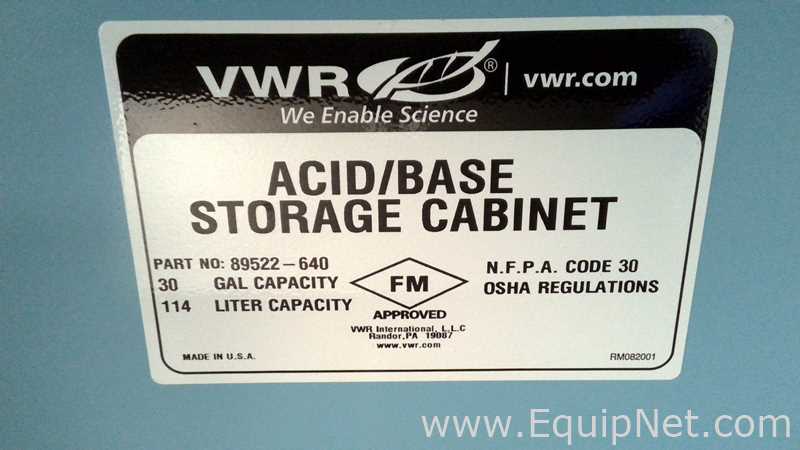 VWR 30 Gallon Acid Base Storage Cabinet