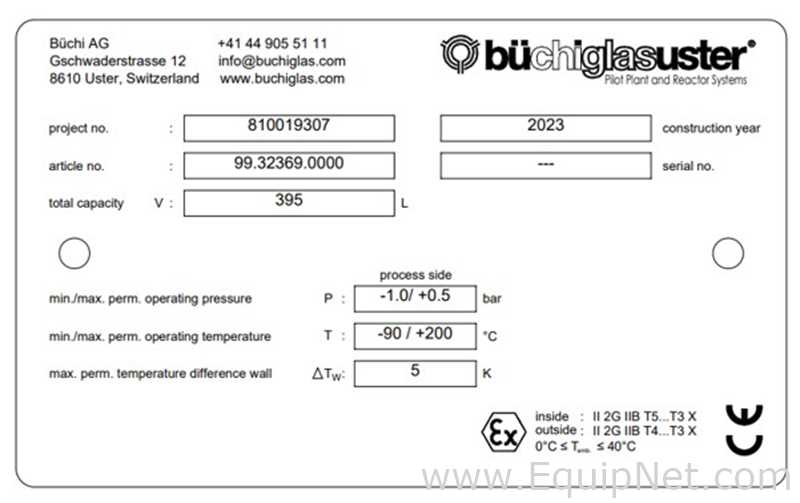 New and Unused Buchi AG 160L Glass Lined Reactor