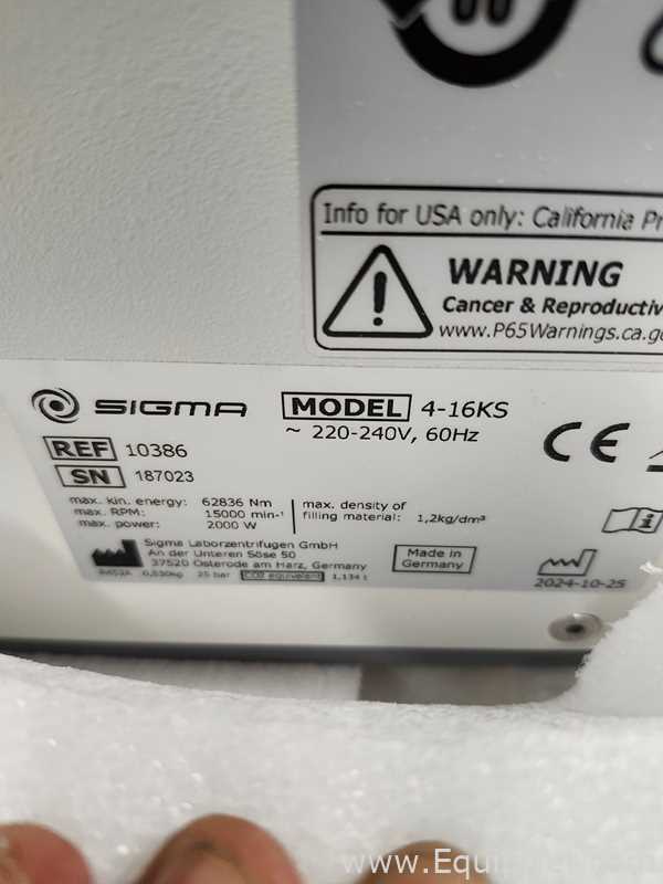 Sigma 4-16KS Laboratory Centrifuge