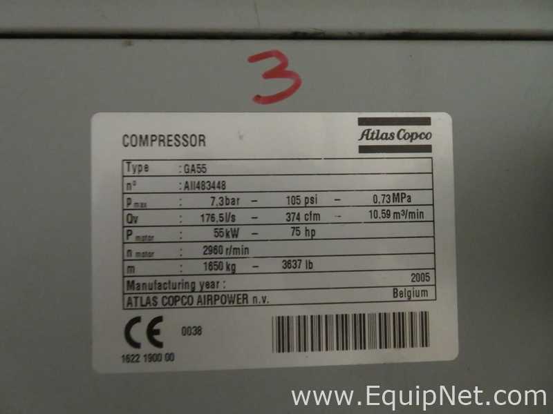 Compressor Rotativo de Parafuso Atlas Copco GA55