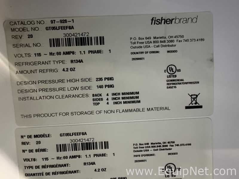 Lote de  Congelador Fisherbrand 05LFEEFSA