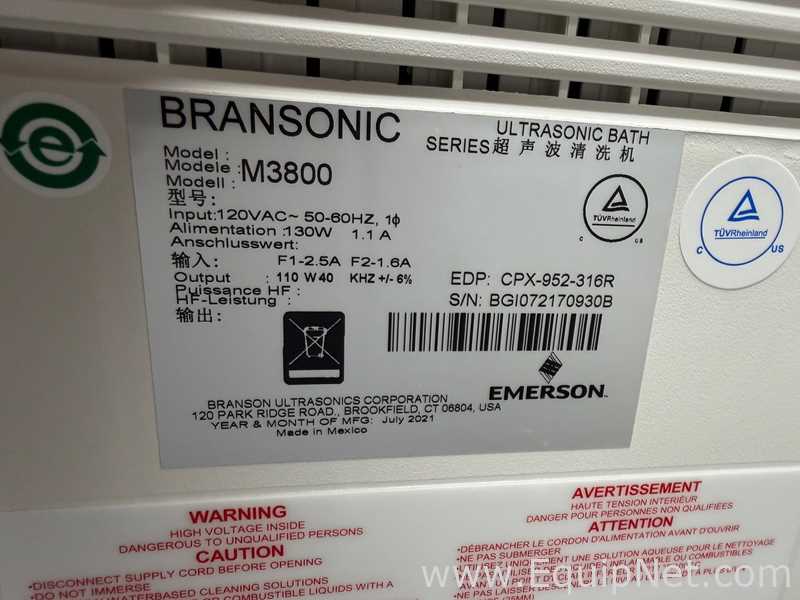 Limpiador Ultrasónico Branson Ultrasonic Corporation M3800