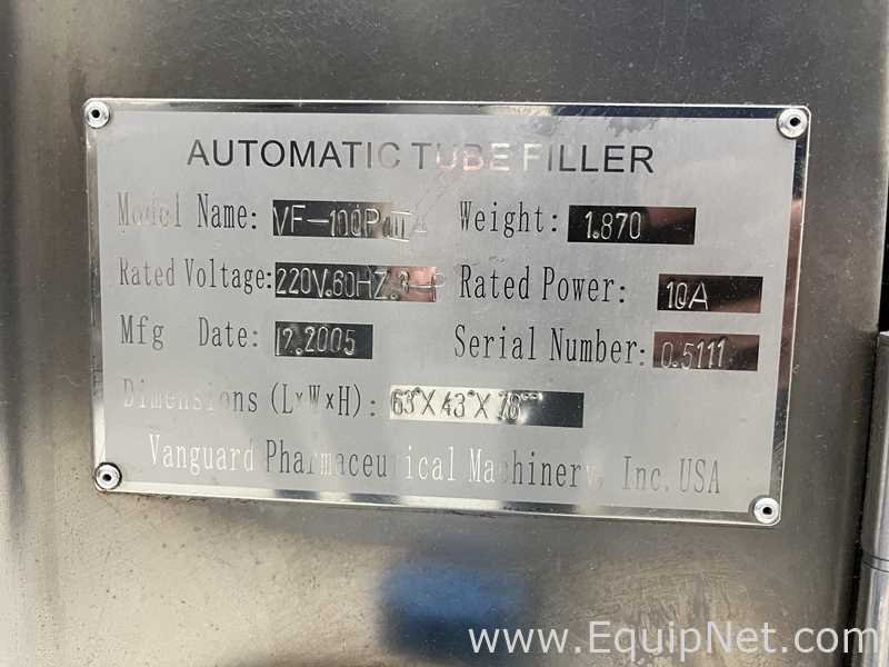 Vanguard Pharmaceutical Machinery VF-100PlllA Tube Filler