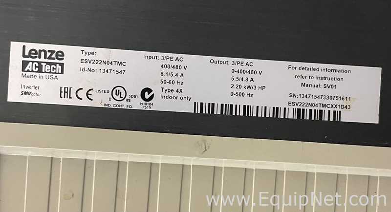 Equipo para elaboración y destilación de cerveza Lenze Inc ESV222N04TMC