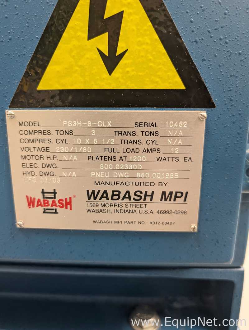 Wabash PS3H-8-CLX Vacuum Compression Molding Press