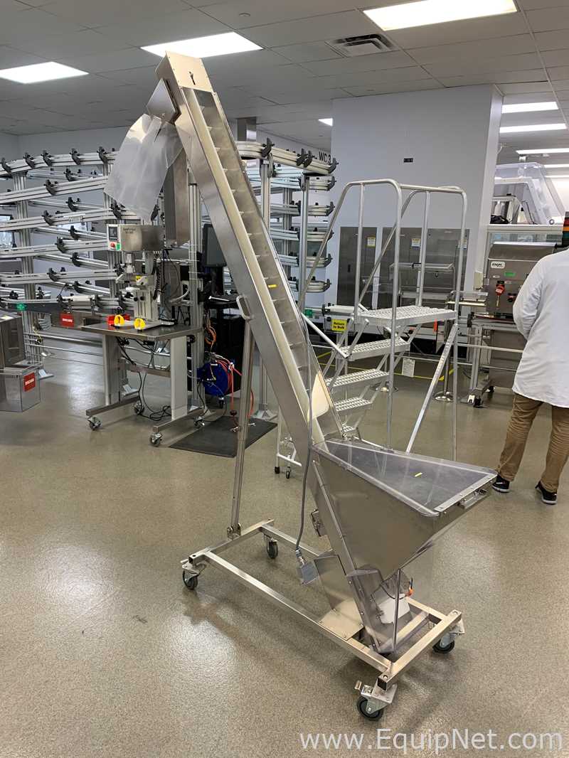 Omega Design 4D-RP2-15-DF Bottle Unscrambler with LFBP-1W-50 Elevator and Hopper - WC11