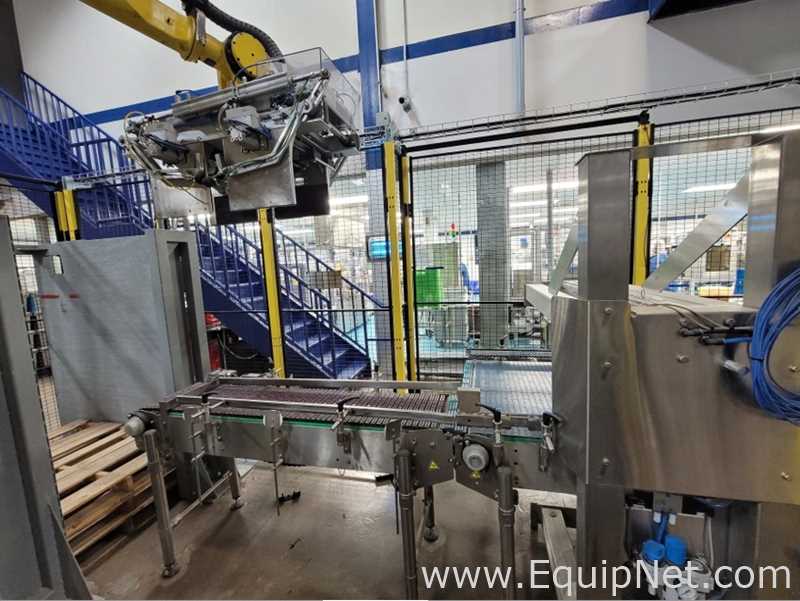 Gebo Cermex 70WLCH35 Overwrapper with Shrink Tunnel and Robotic Pick and Place Palletizer