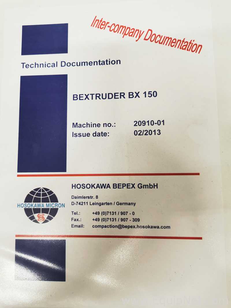 Unused HOSOKAWA BEPEX Bextruder BX150 Low Pressure Extruder
