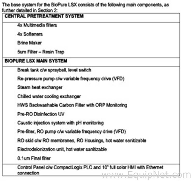 Unused Stilmas BioPure LSX - USP Purified Water Generation System - A