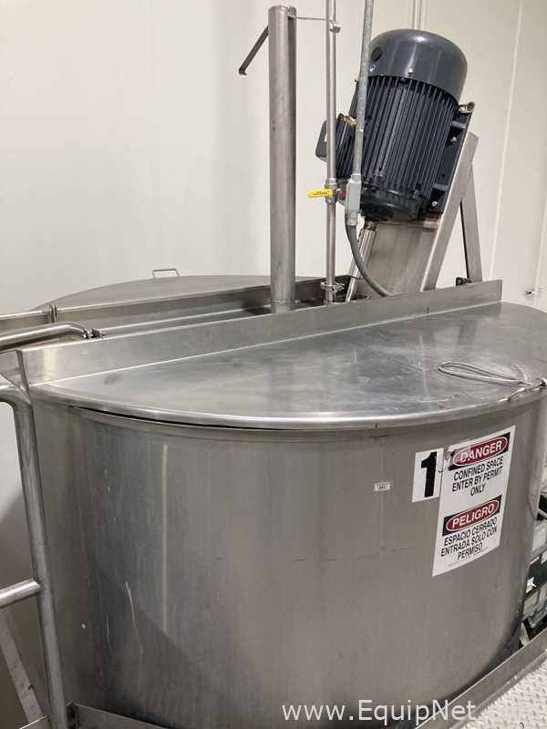 1500 Gallon Stainless Steel Mixing Vessel With 25 HP Agitator