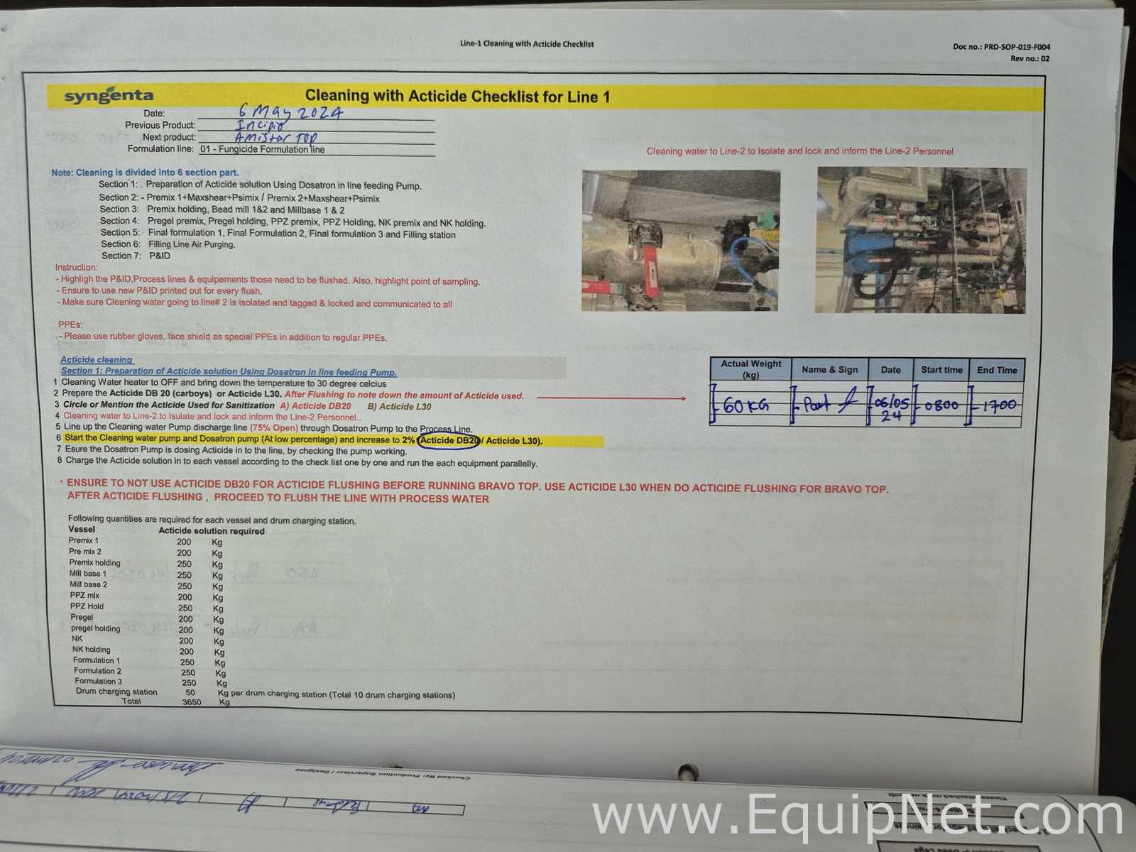 Lot of Prod plus Lab Documents - Checklist, Batch Sheets, Etc