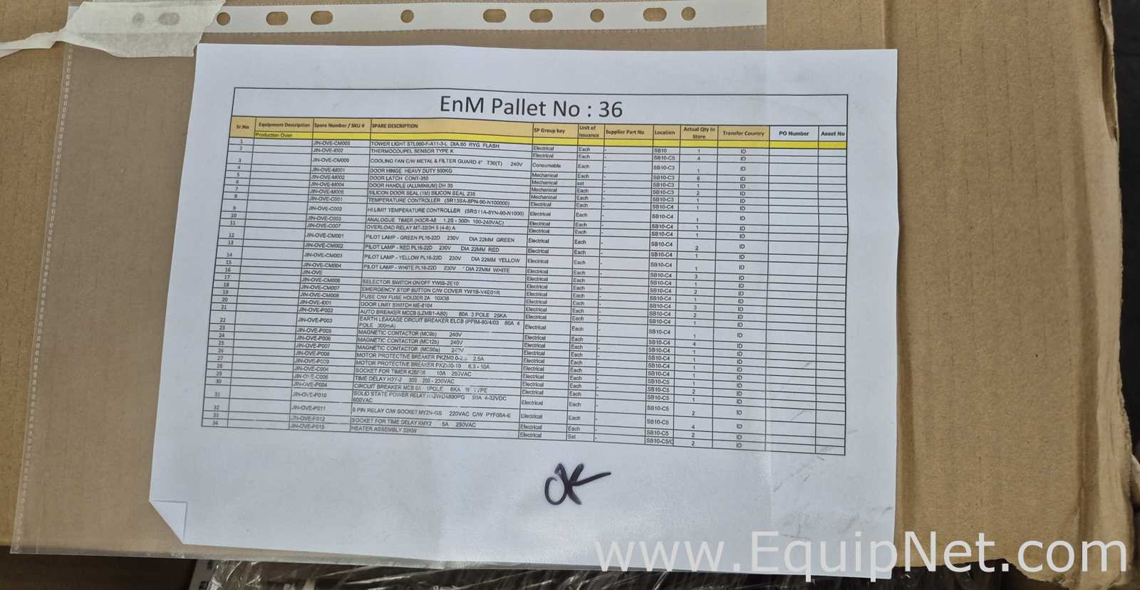 Lot of Chilled Water System Spare Parts and Production Oven - Pallet No 31 and 36