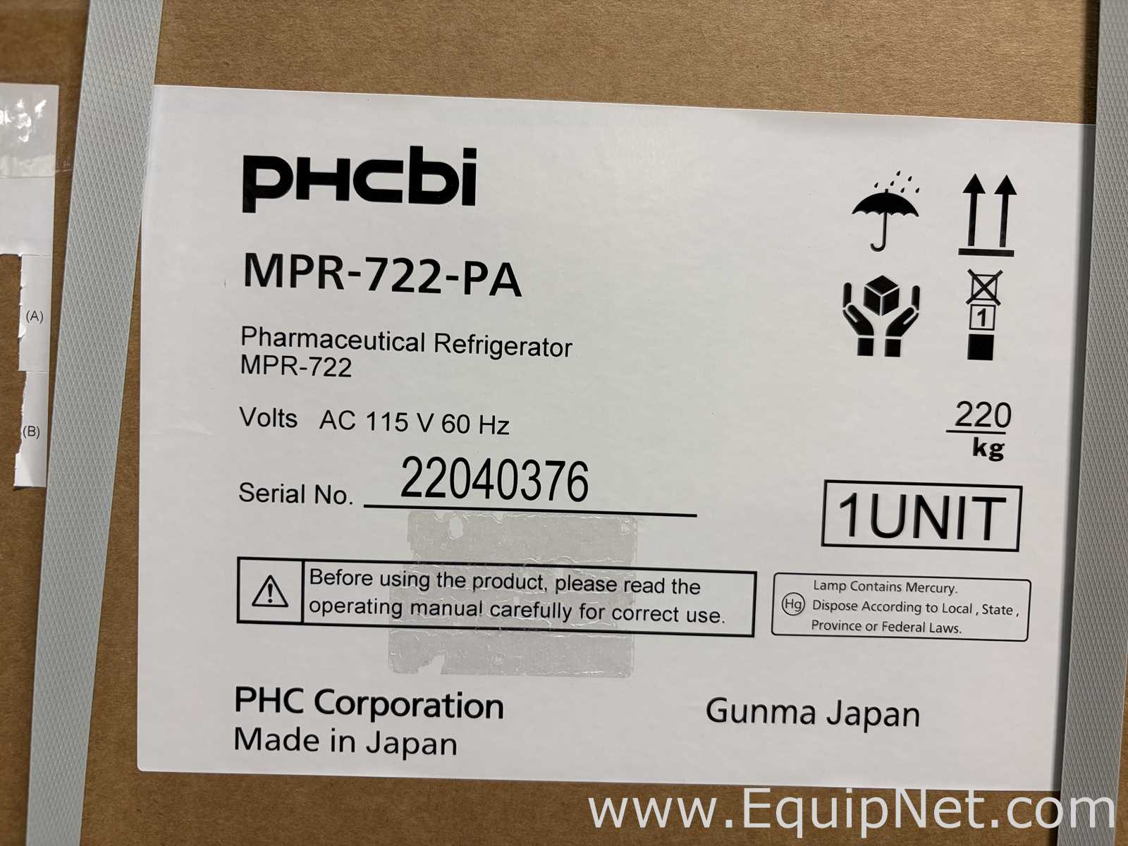 Refrigeradores PHCBI MPR-722-PA. Sin usar