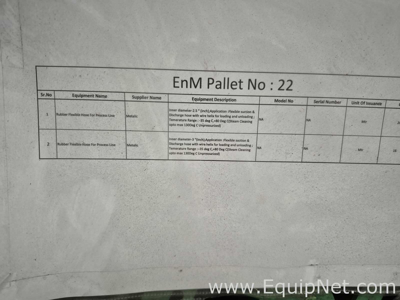Lot of Rubber Flexible Hose For Process Line - Pallet No 22