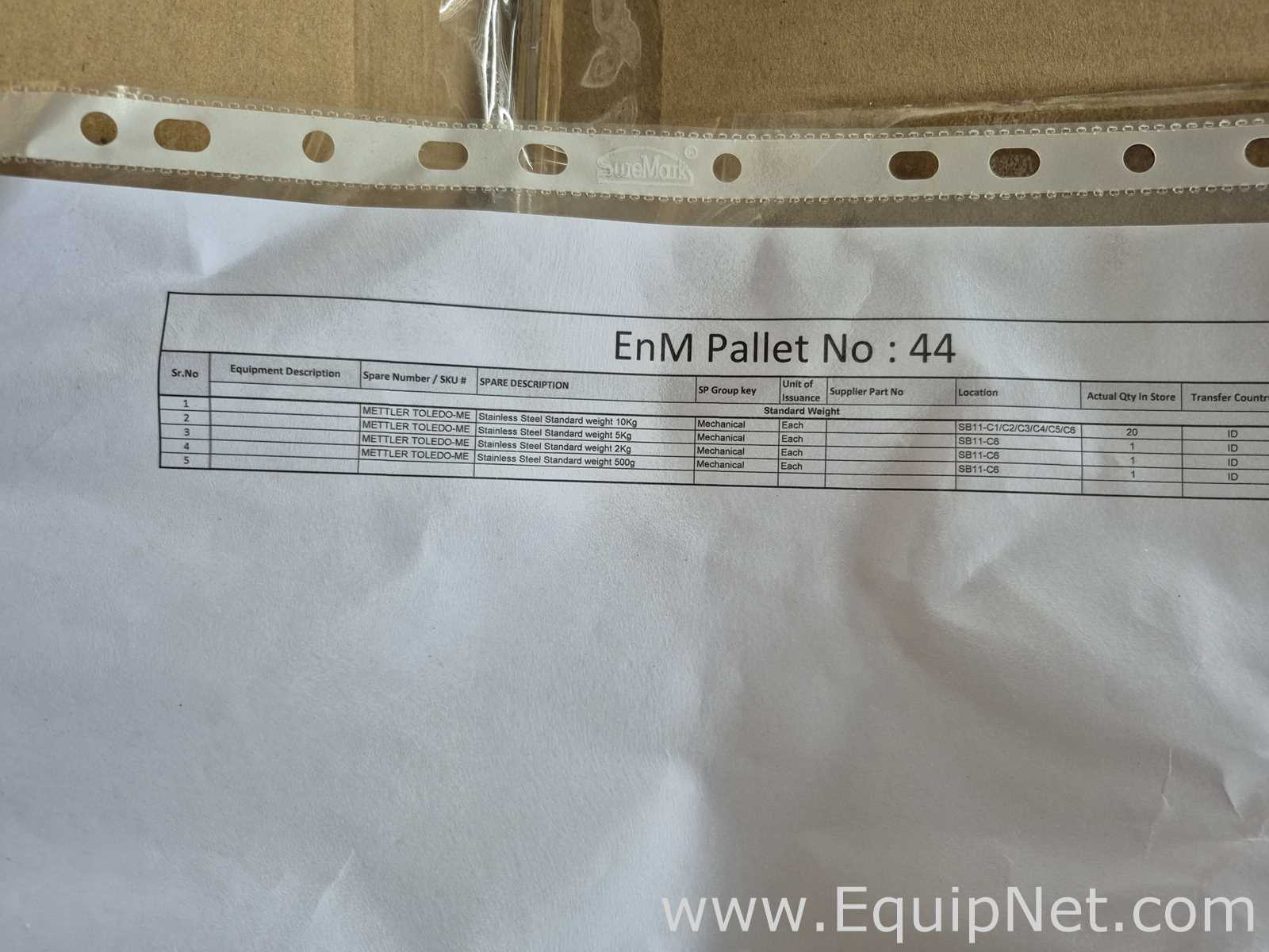 Lot of Standard Weight and Instruments - Pallet No 44 and 49