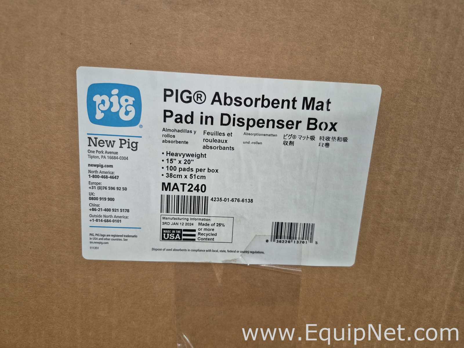 Lot of Absorbant Mat, Sock and Sample Bottles - Pallet No 72
