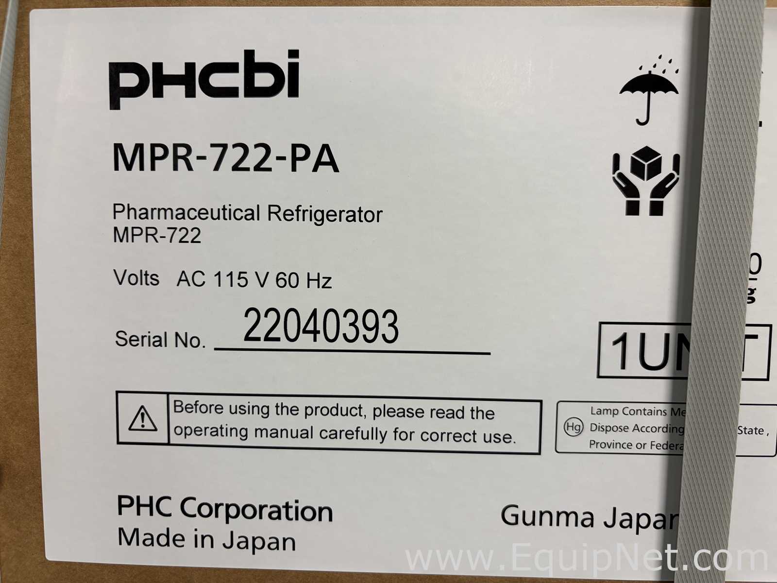 Refrigeradores PHCBI MPR-722-PA. Sin usar