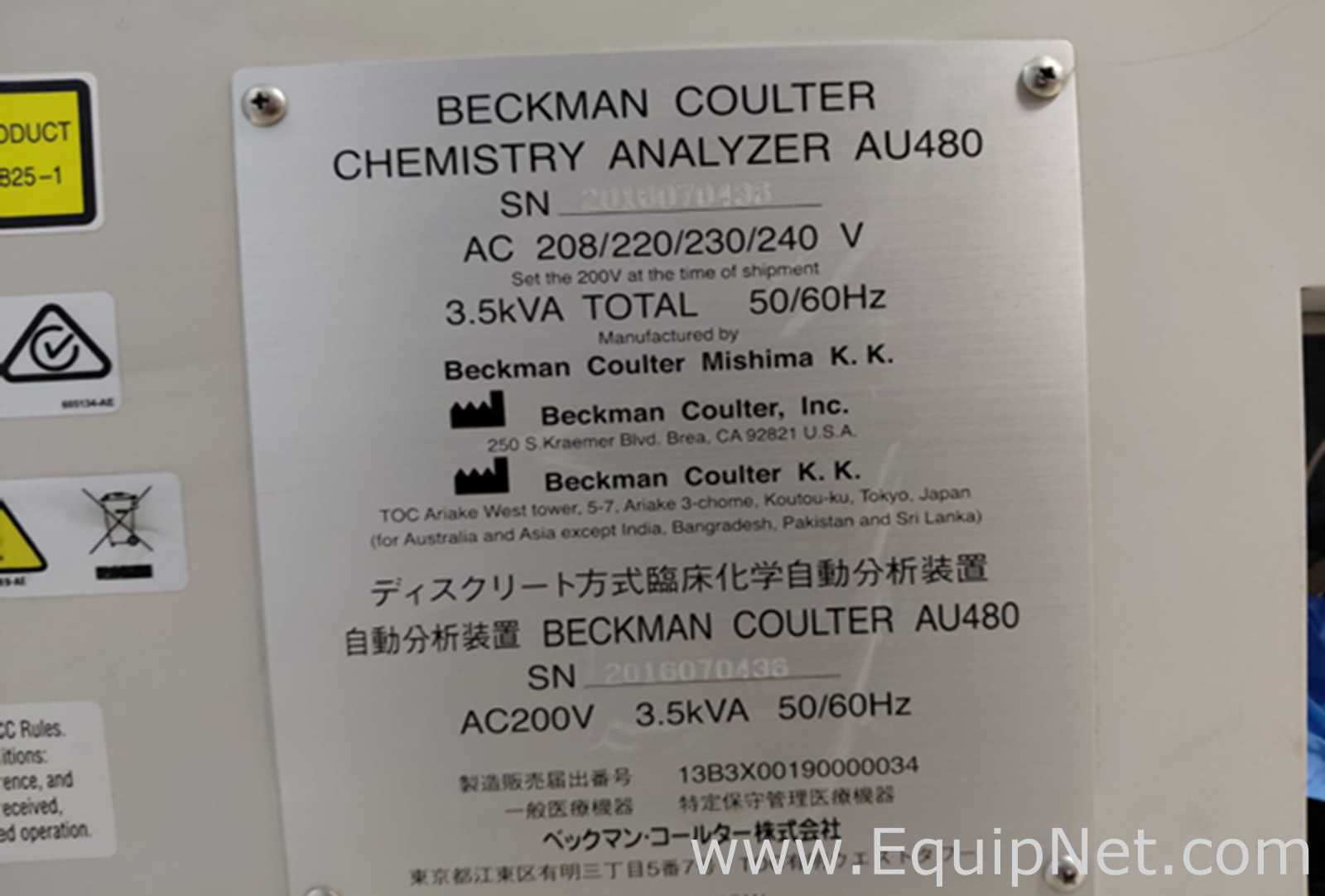 Beckman Coulter AU480 Clinical Chemistry Analyzer