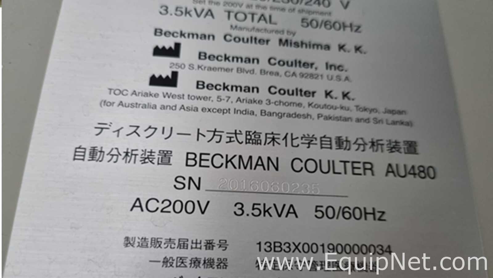 Beckman Coulter AU480 Clinical Chemistry Analyzer