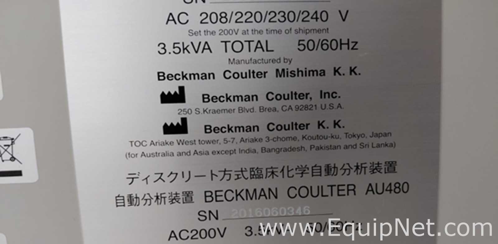 Beckman Coulter AU480 Clinical Chemistry Analyzer
