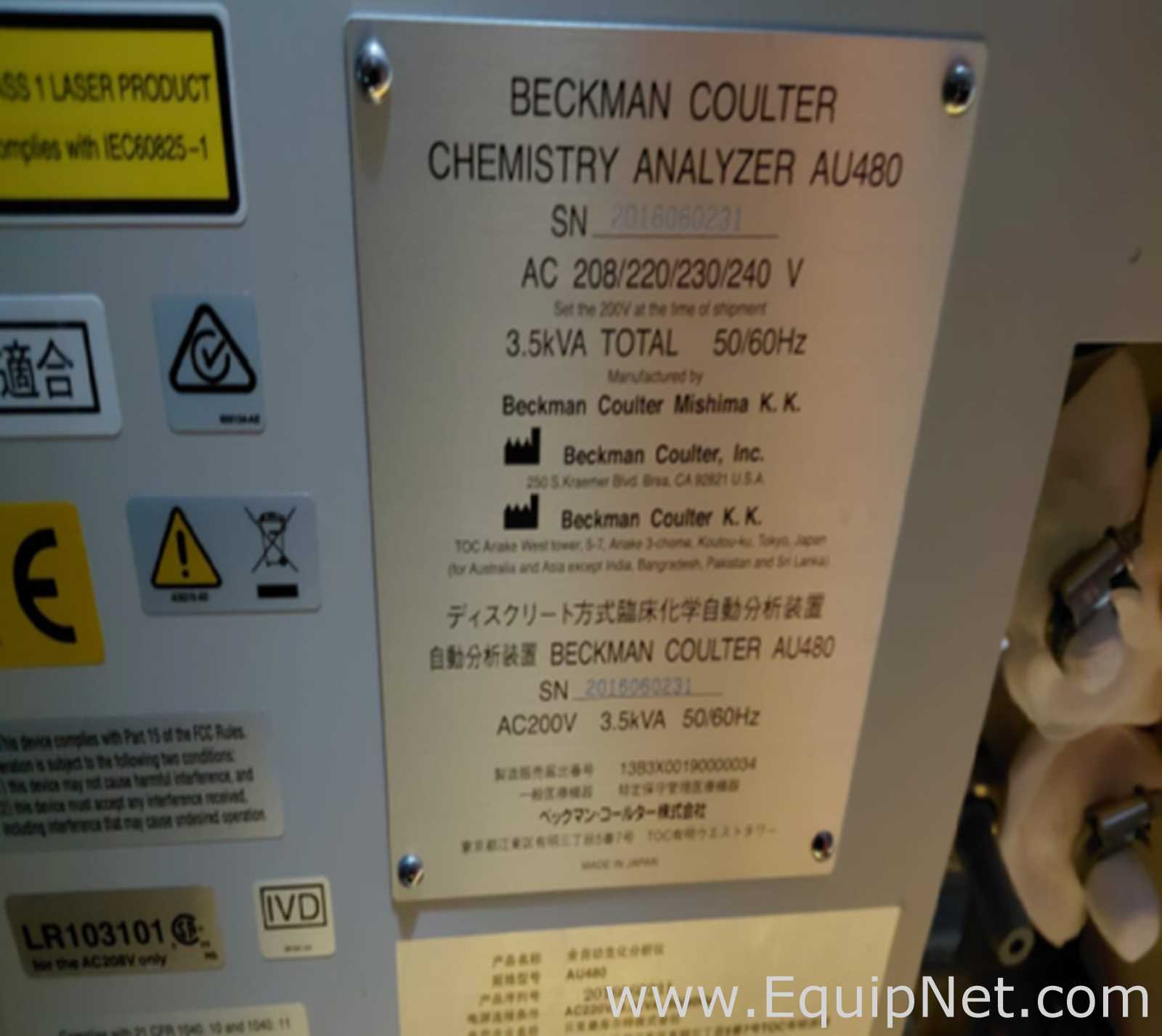 Beckman Coulter AU480 Clinical Chemistry Analyzer