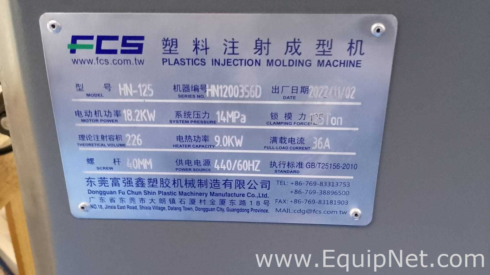 FCS FU CHUN SHIN MACHINERY MANUFACTURE CO., LTD. HN-125 Injection Molding Machine