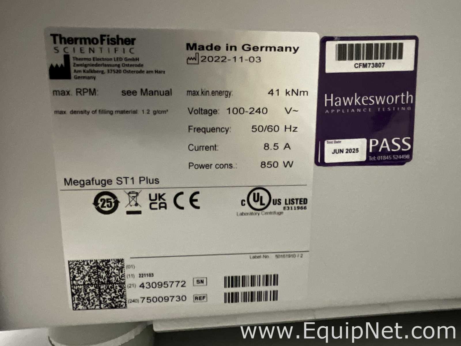 Thermo Fisher Scientific Megafuge ST1 Plus Laboratory Centrifuge