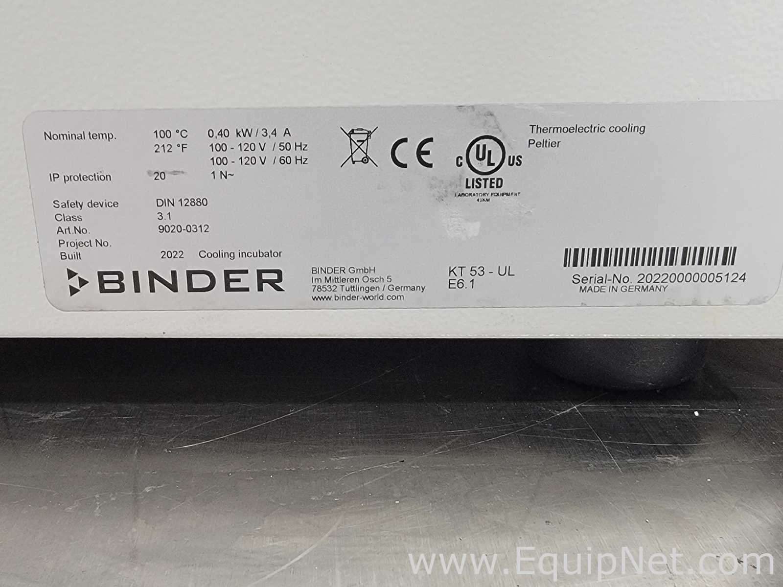 Binder KT 53-UL Cooling Incubator