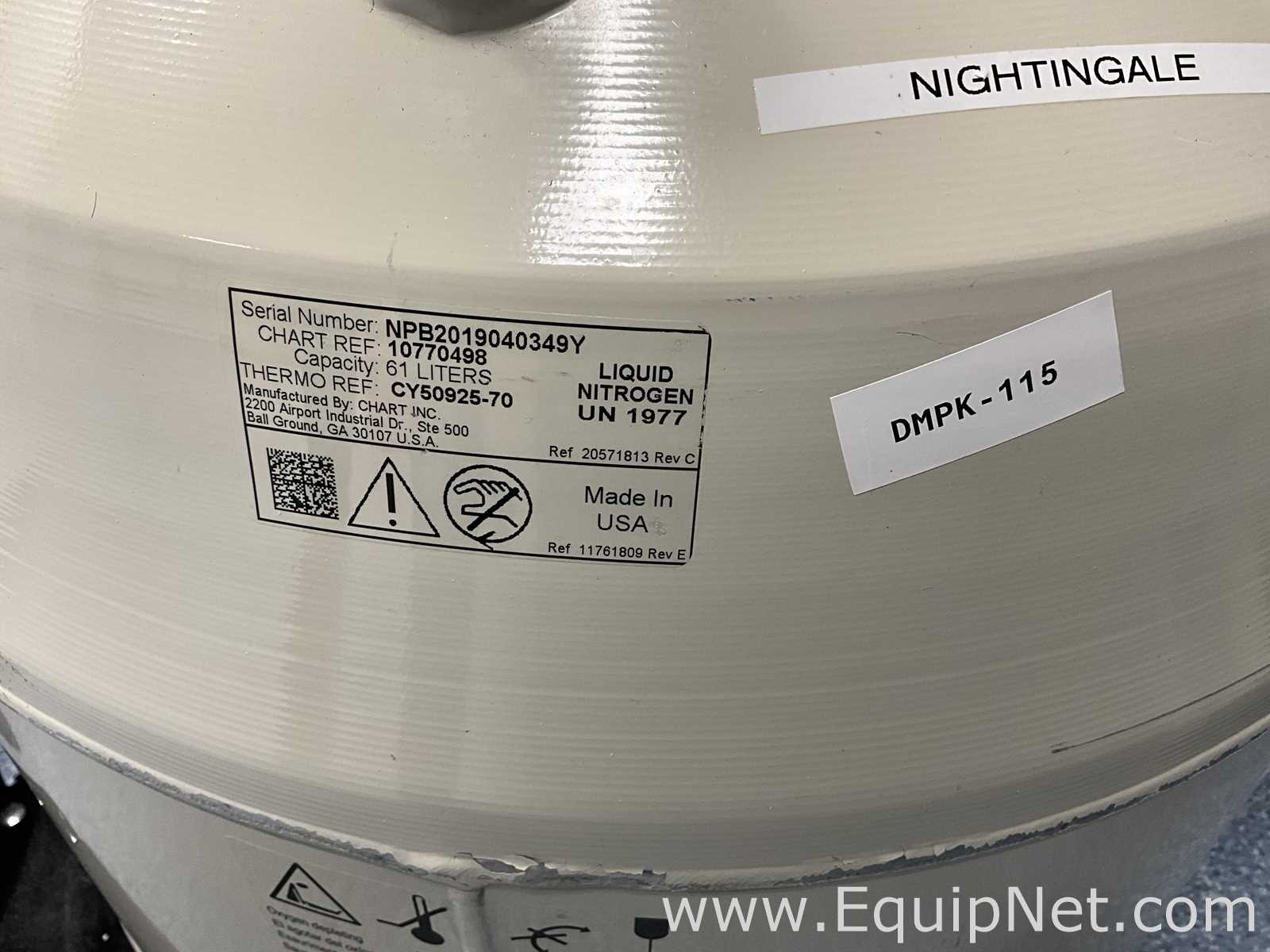 Chart Inc. 61 Litre Portable Liquid Nitrogen Sample Storage Dewar