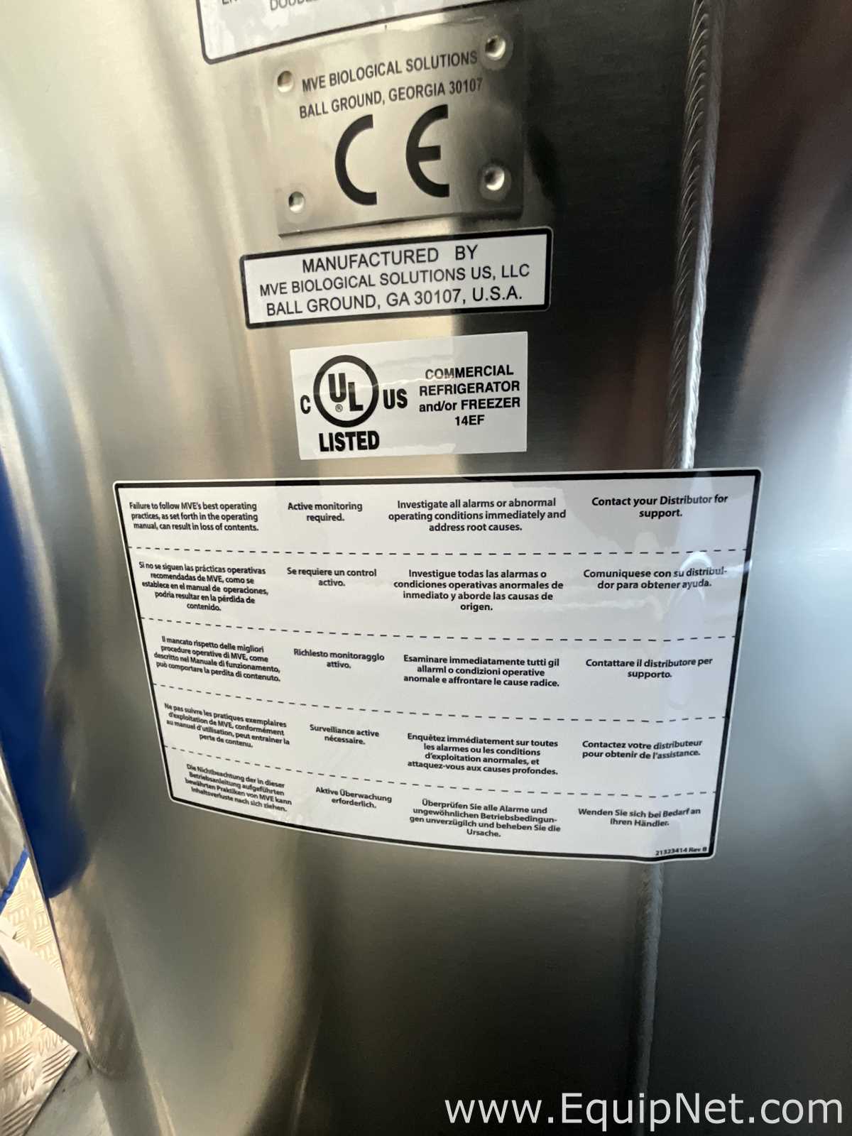 MVE Biological Solutions US MVE HECO 1542R-190AF-TS High Efficiency Liquid Nitrogen Freezer