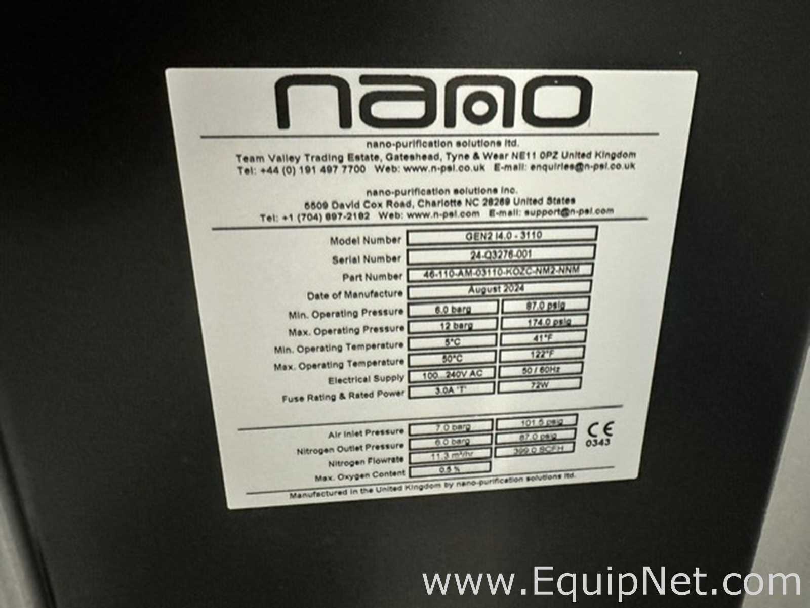 Gerador de Nitrogênio Nano Purification Solutions Ltd Gen2 I4.0-3110