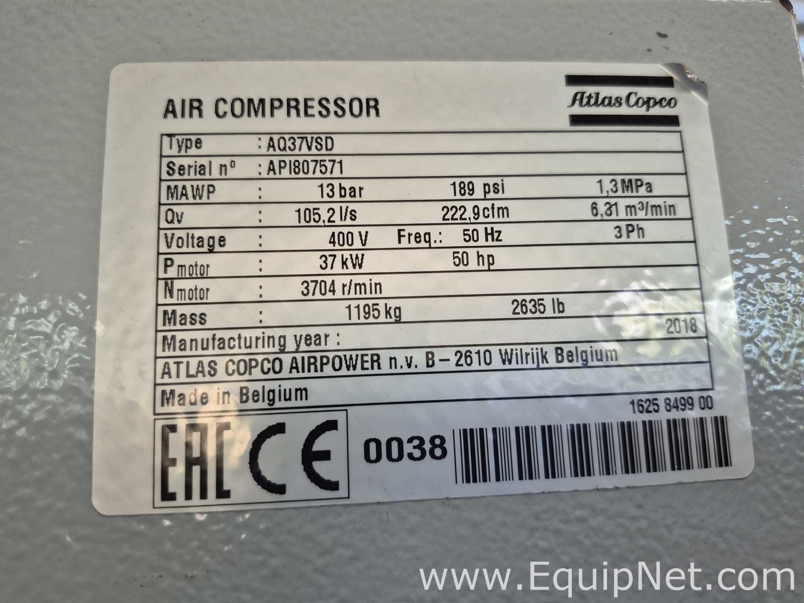 Atlas Copco AQ37VSD Air Compressor No 1