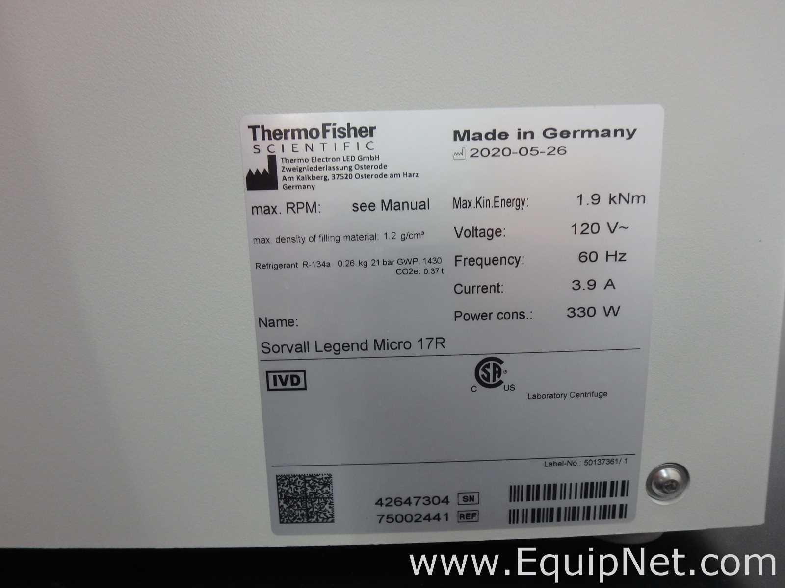 Thermo Scientific Sorvall Legend Micro 17R Refrigerated Centrifuge