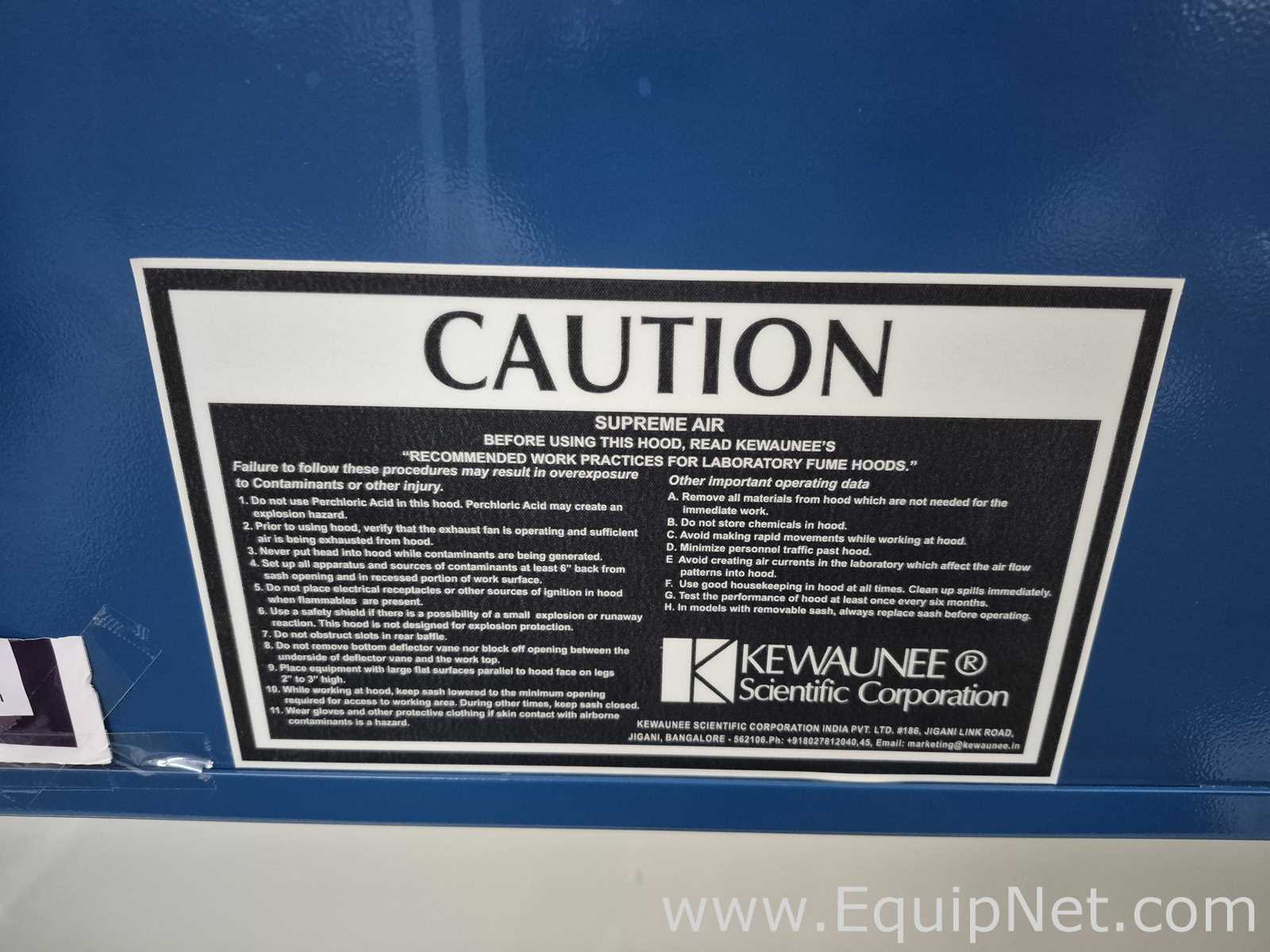 Kewaunee H05G5496-00M78 Supreme Air Fume Hood - Lab Crate No 13