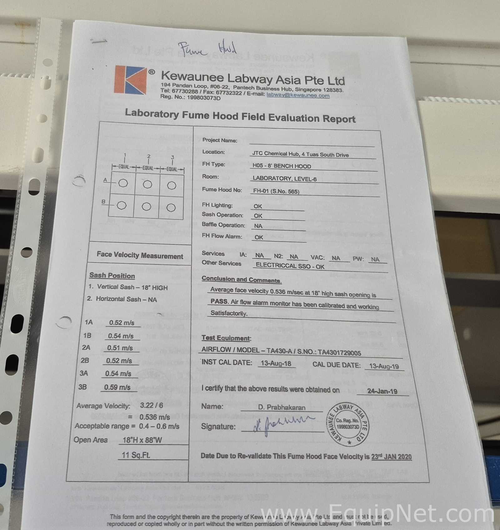 Kewaunee H05G5496-00M78 Supreme Air Fume Hood - Lab Crate No 13