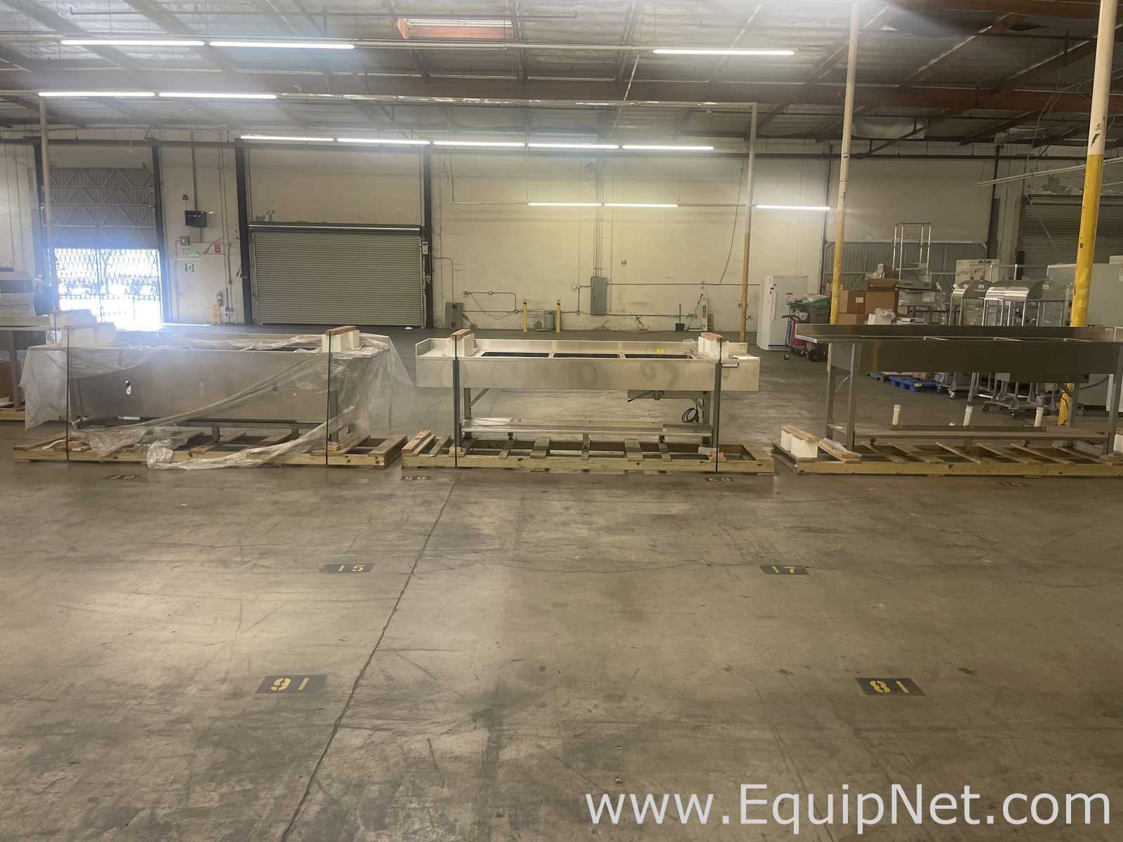 Lot of 3 Stainless Steel Laboratory Sinks w/ height adjustable hydraulic lifts
