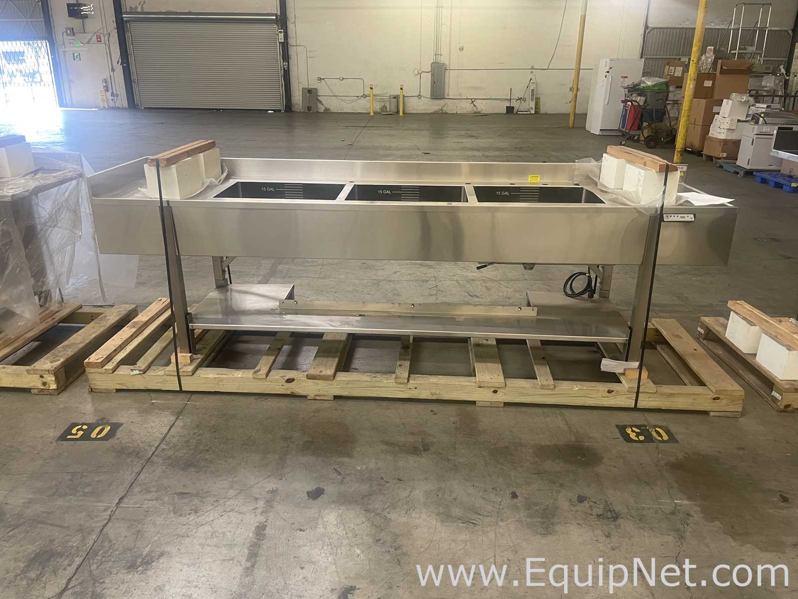 Lot of 3 Stainless Steel Laboratory Sinks w/ height adjustable hydraulic lifts