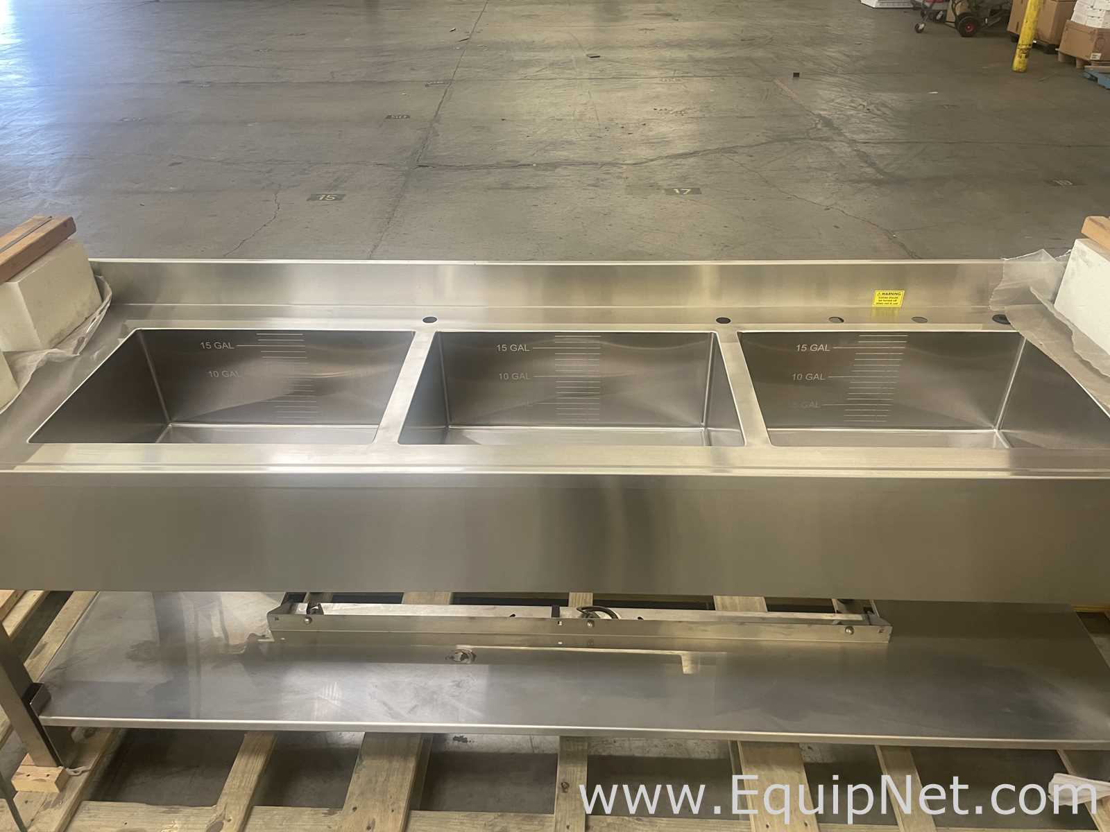 Lot of 3 Stainless Steel Laboratory Sinks w/ height adjustable hydraulic lifts