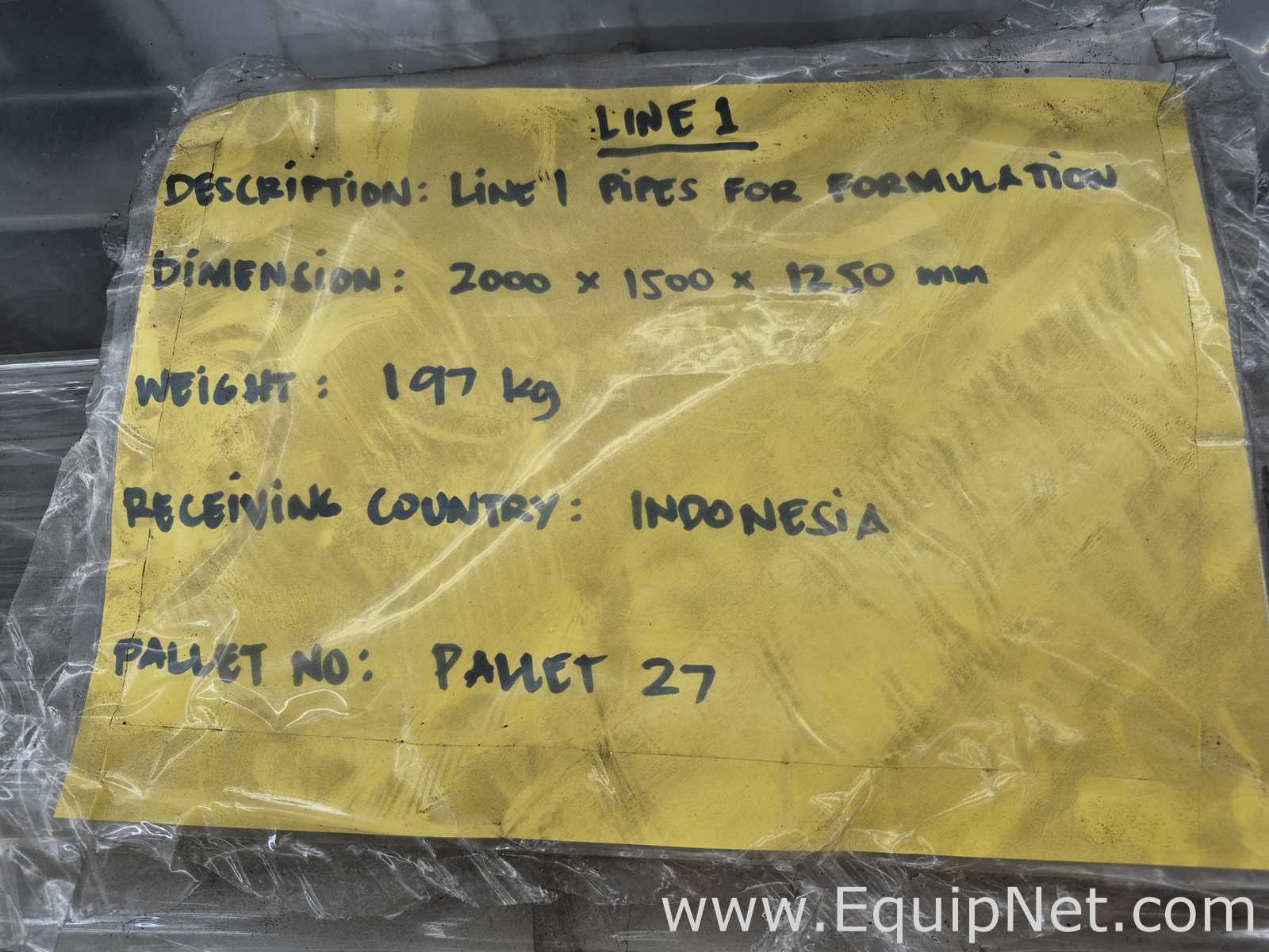 Line 1 Pipes for Formulation - Pallet No 27