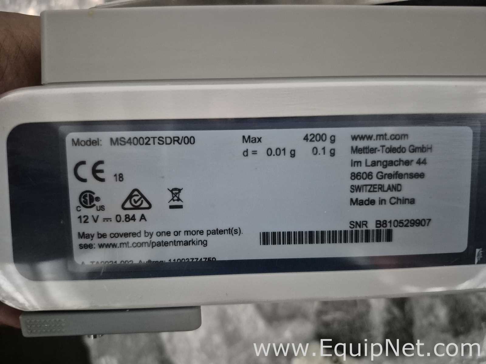 Mettler Toledo MS4002TSDR/00 Scale - Lab Crate No 4