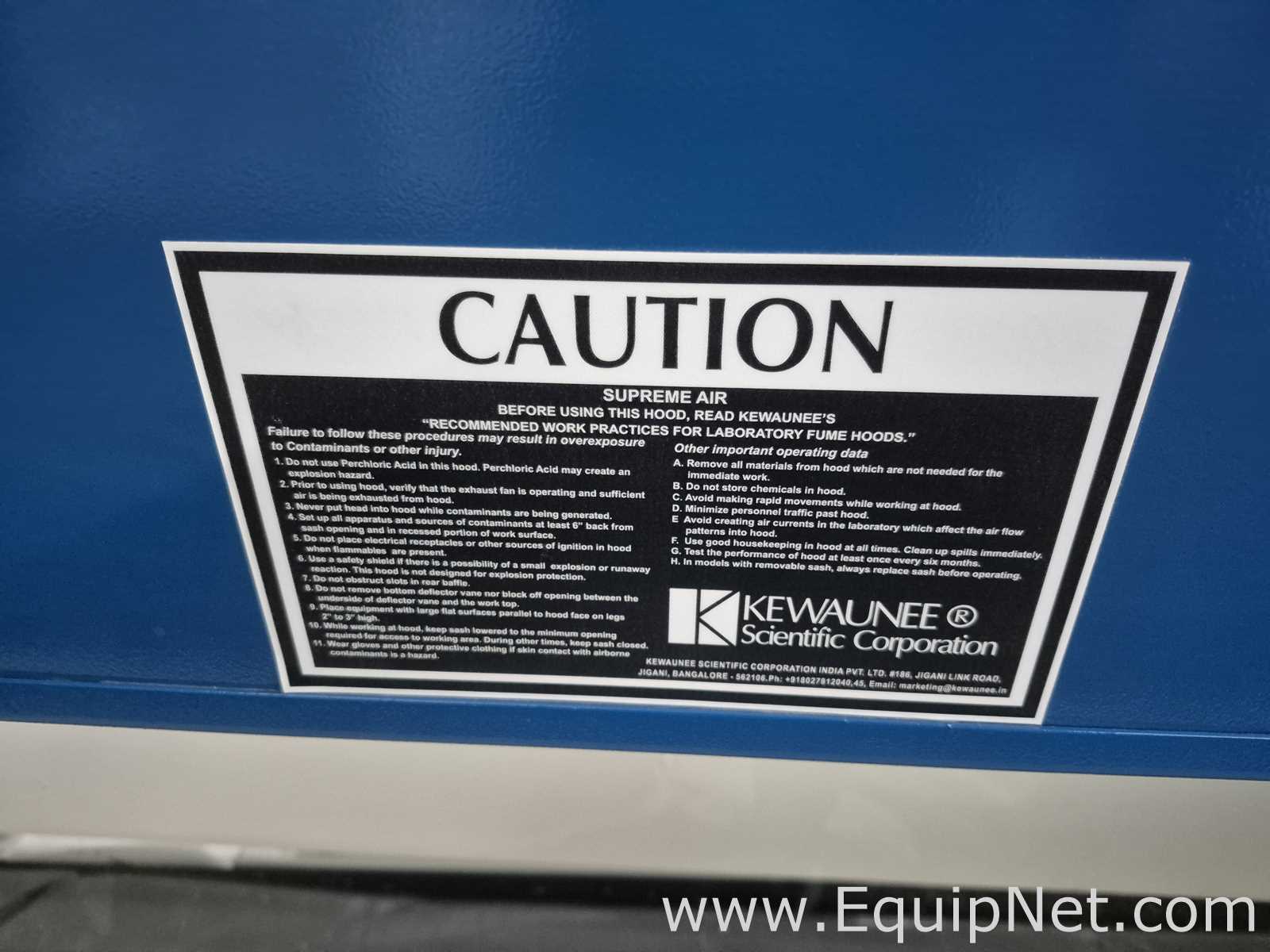 Kewaunee Scientific Supreme Air Laboratory Fume Hood - Lab Crate Mo 11
