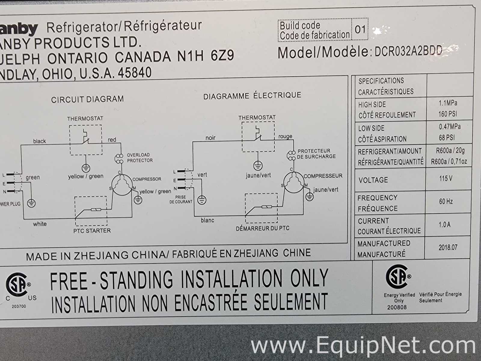 Danby Inc DCR032A2BDD Refrigerator
