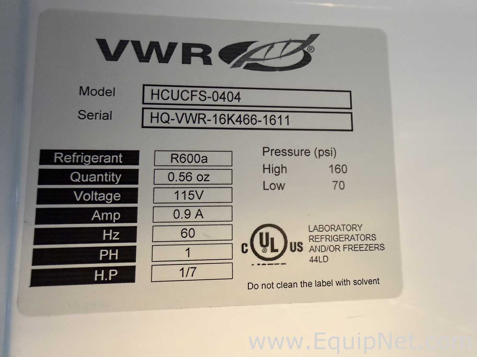 Unidade de Refrigeração VWR HCUCFS-0404